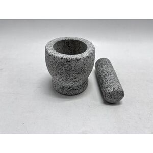 Vintage Mortar and Pestle Set In Solid Heavy Granite Stone - Grinder Bowl